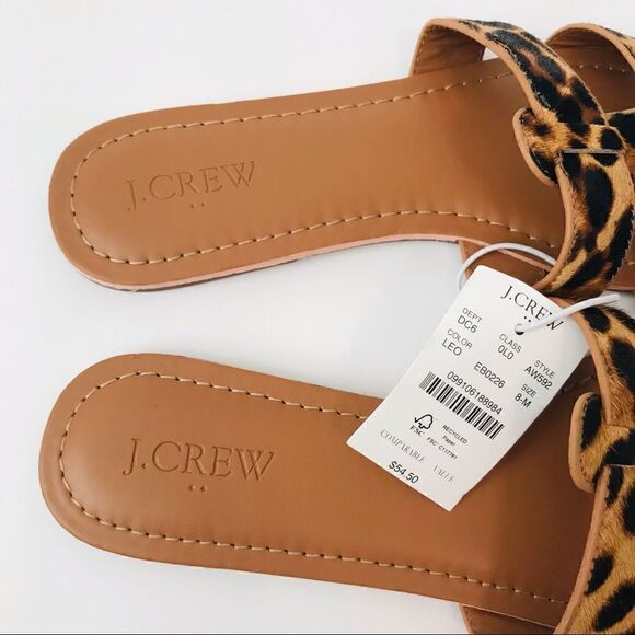New! J. Crew Leopard Calf Hair Beachside Cheetah Summer Beach Slide Sandals - Picture 6 of 7